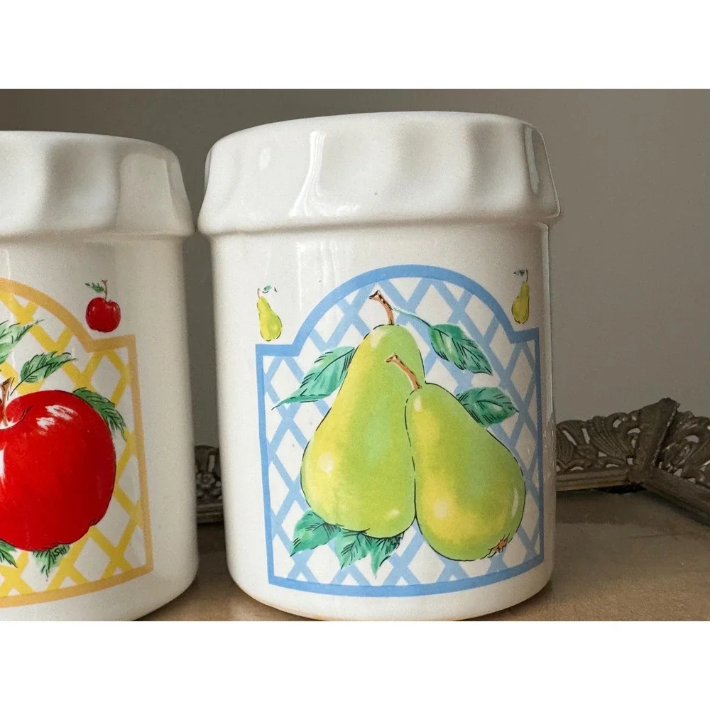 Vintage Himark Ceramic Salt and Pepper Shakers Set Fruit Jar Apple and Pear